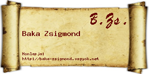 Baka Zsigmond névjegykártya